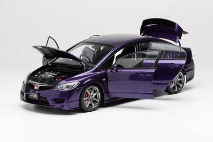 1/18 Motorhelix Honda Civic Type-R FD2 2007 Facelift Black Silver Purple JDM Diecast Full Open