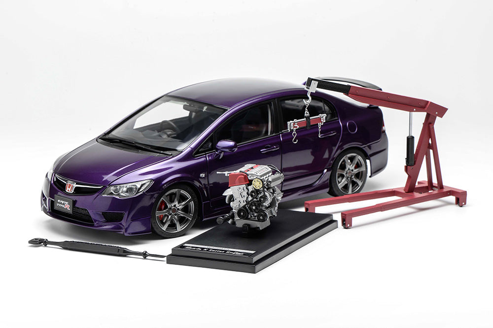 1/18 Motorhelix Honda Civic Type-R FD2 2007 Facelift Black Silver Purple JDM Diecast Full Open