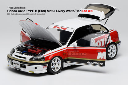 1/18 Motorhelix Honda Civic TYPE R EK9 Motul Livery JDM Full Open Diecast Model