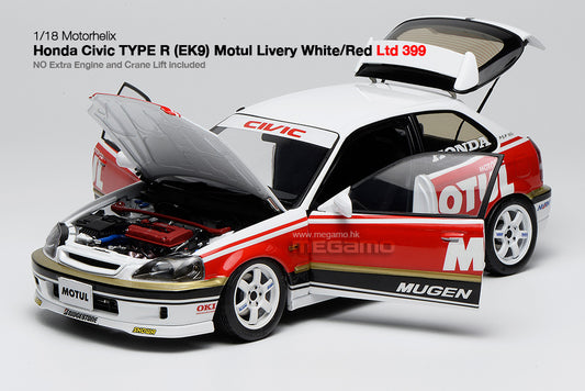 1/18 Motorhelix Honda Civic TYPE R EK9 Motul Livery JDM Full Open Diecast Model