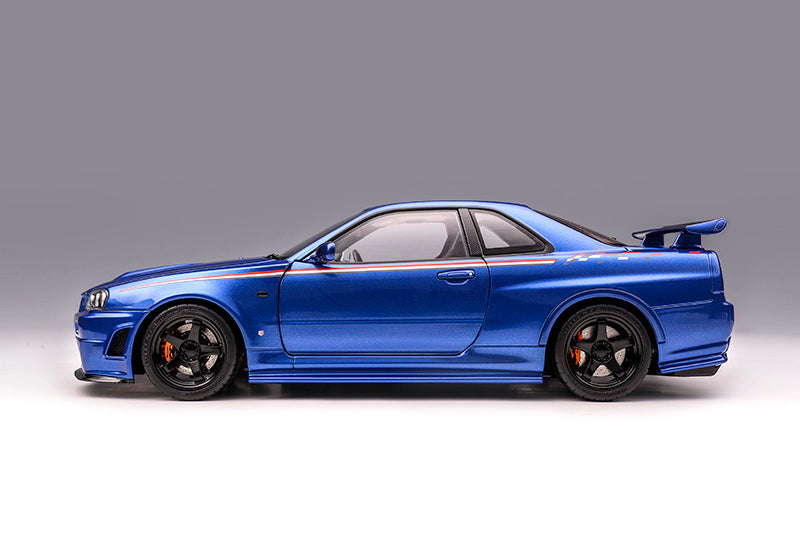1/18 Motorhelix Nissan Skyline GT-R R34 Nismo Customized Decal JDM Blu ...