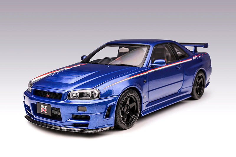 1/18 Motorhelix Nissan Skyline GT-R R34 Nismo Customized Decal JDM Blu ...