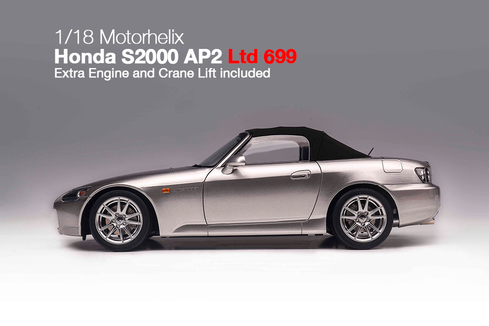 1/18 Motorhelix Honda S2000 AP2 Blue Silver JDM Diecast Full Open with Engine Model