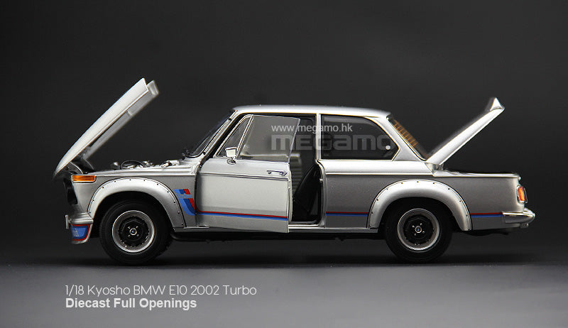 1/18 Kyosho BMW 2002 Turbo E10 1972 White Silver Diecast Full Openings