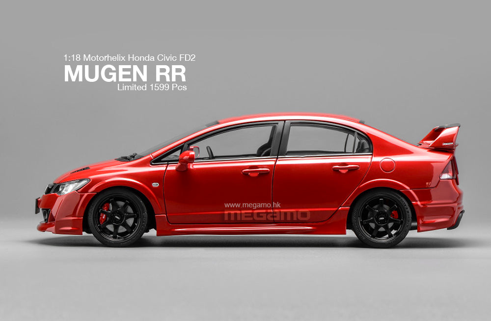 1/18 Motorhelix Honda Civic FD2 Mugen RR Red JDM Diecast Full Open