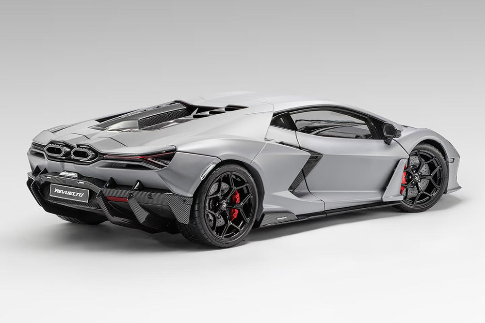 Near-in-stock 1/18 LCD Lamborghini Revuelto Matt Grey Diecast Full Open
