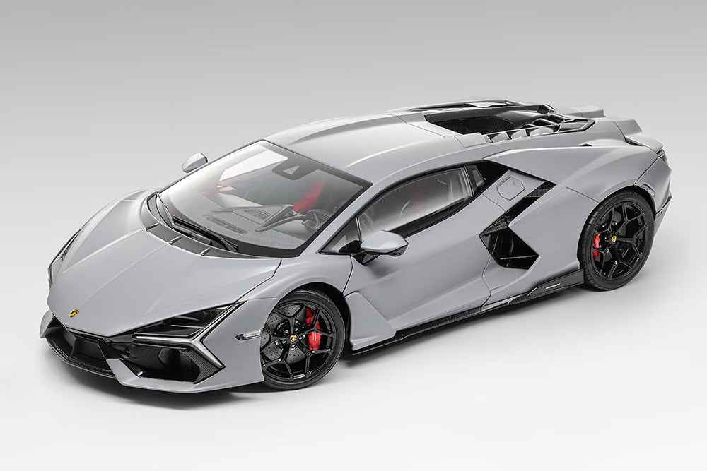 Near-in-stock 1/18 LCD Lamborghini Revuelto Matt Grey Diecast Full Open