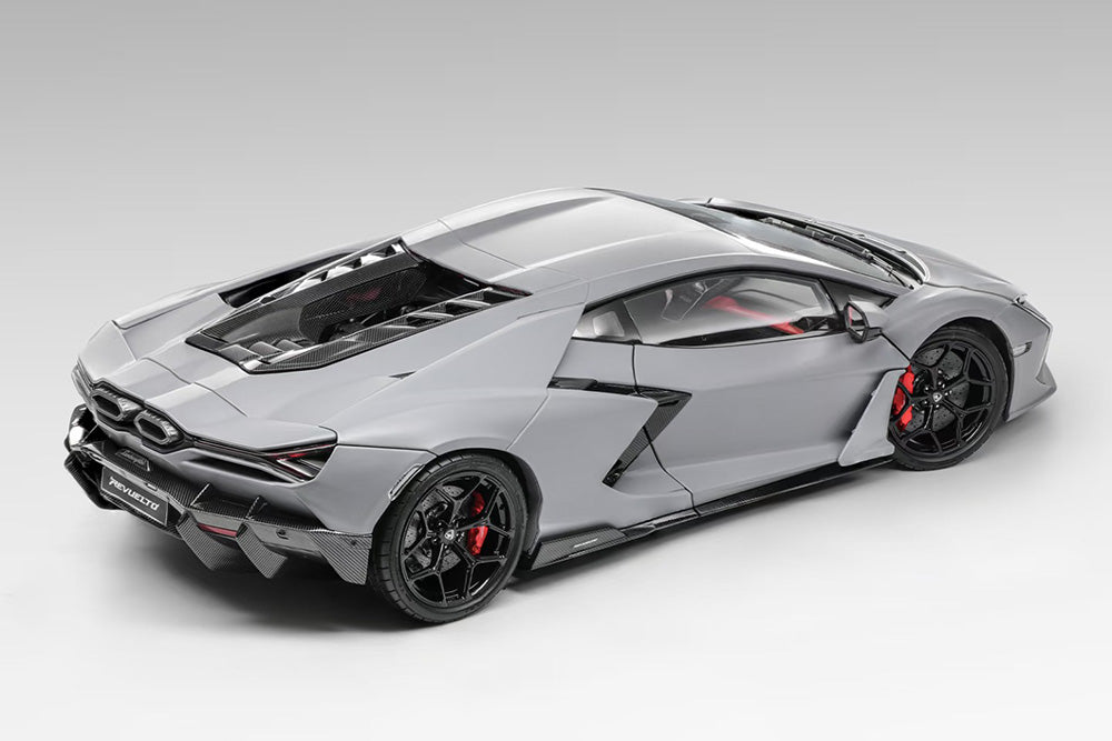 Near-in-stock 1/18 LCD Lamborghini Revuelto Matt Grey Diecast Full Open
