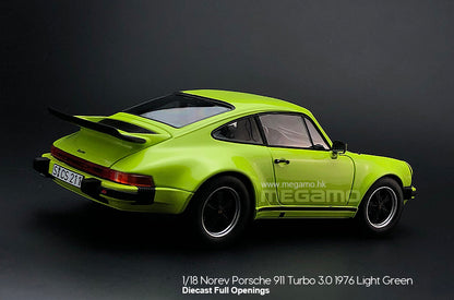 1/18 Norev Porsche 911 930 Turbo 3.0 1976 Light Green Diecast Full Openings