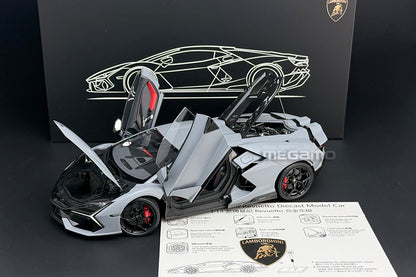 1/18 LCD Lamborghini Revuelto Matt Grey Diecast Full Open
