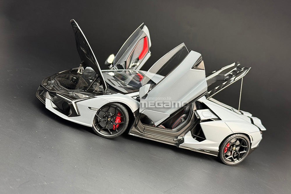 1/18 LCD Lamborghini Revuelto Matt Grey Diecast Full Open
