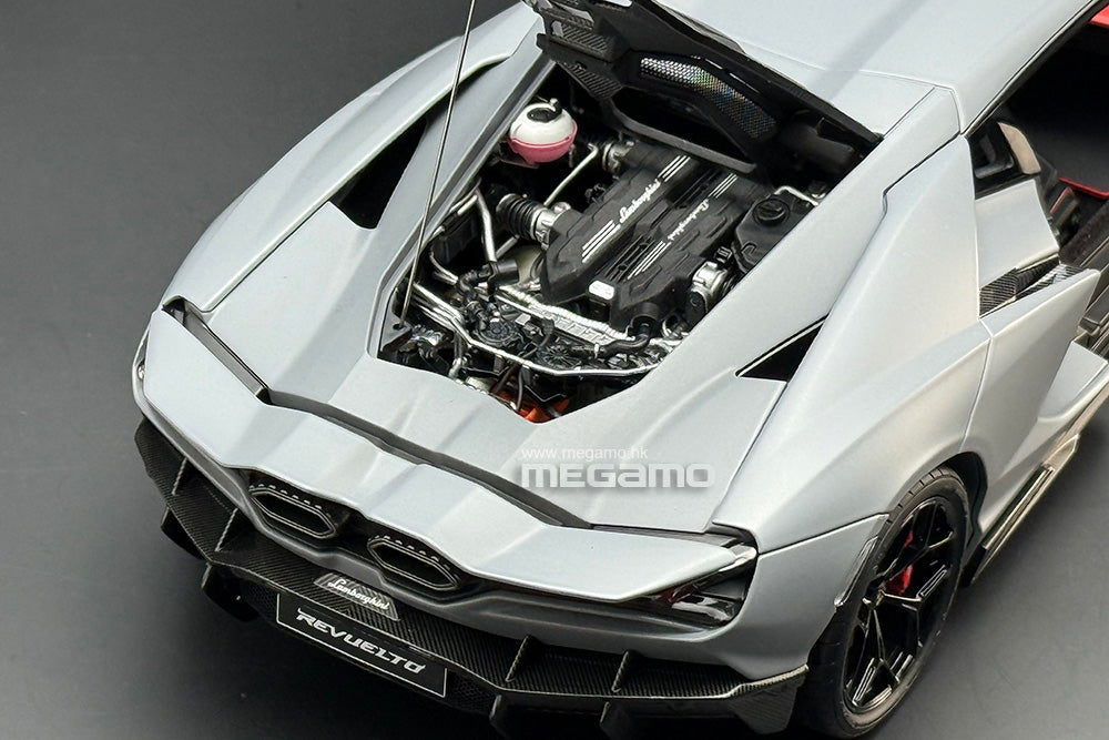 1/18 LCD Lamborghini Revuelto Matt Grey Diecast Full Open