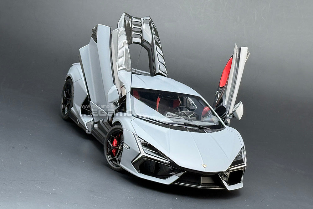 1/18 LCD Lamborghini Revuelto Matt Grey Diecast Full Open