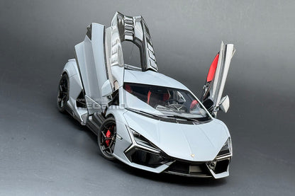 1/18 LCD Lamborghini Revuelto Matt Grey Diecast Full Open