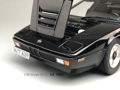 1/18 Norev BMW E26 M1 1980 Black Diecast Full Open Model