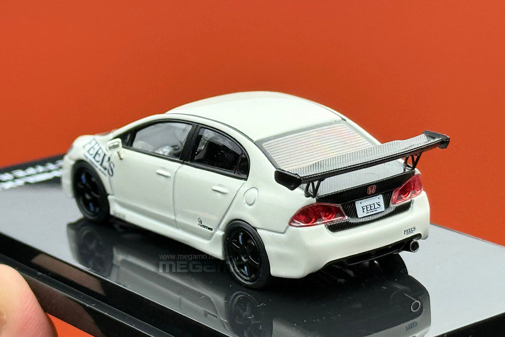 1/64 Motorhelix Honda Civic Type R FD2 FEEL's Livery White Openable Engine Cover Diecast Model