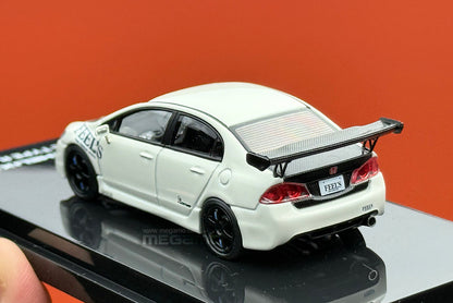 1/64 Motorhelix Honda Civic Type R FD2 FEEL's Livery White Openable Engine Cover Diecast Model