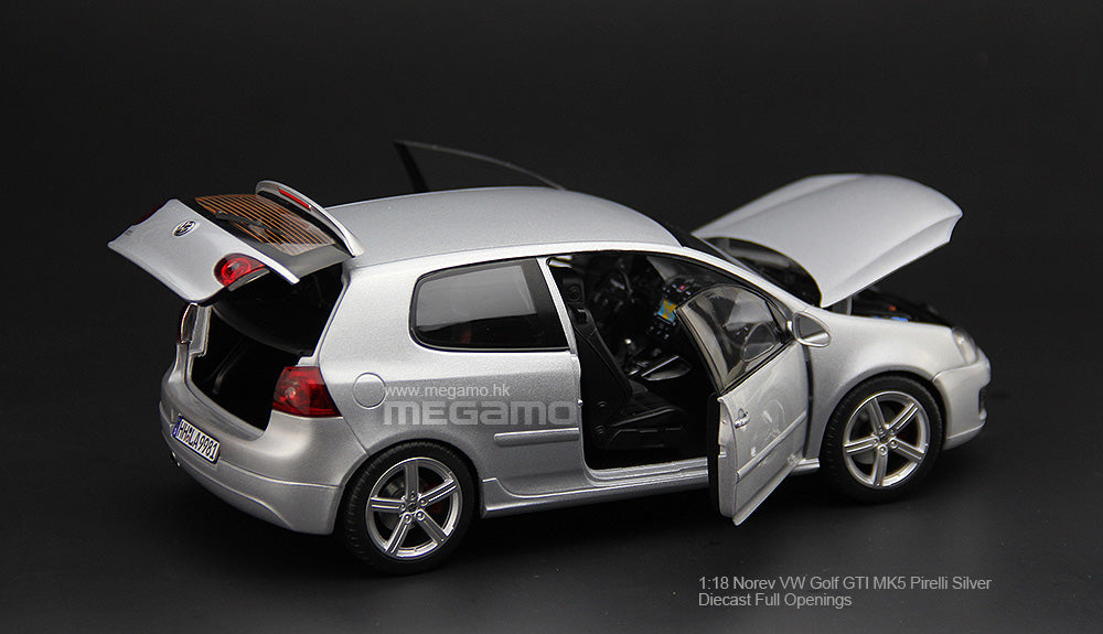 1/18 Norev Volkswagen VW Golf MK5 GTI Pirelli 2007 Silver Diecast Full Openings