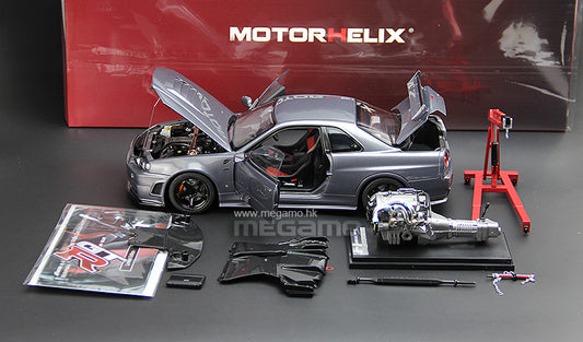 1/18 Motorhelix Nissan Skyline GT-R R34 Nismo CRS Version Diecast Full Open with Engine Model