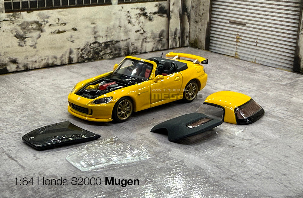 1/64 Motorhelix Honda AP2 S2000 Mugen Version Yellow Magnet Assembling Diecast Model