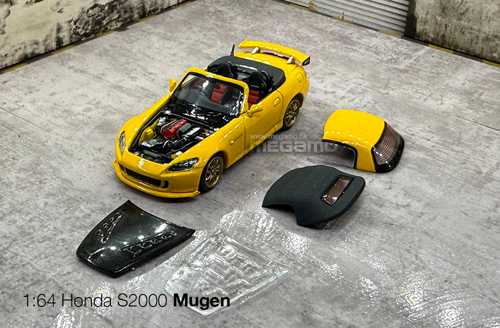 1/64 Motorhelix Honda AP2 S2000 Mugen Version Yellow Magnet Assembling Diecast Model