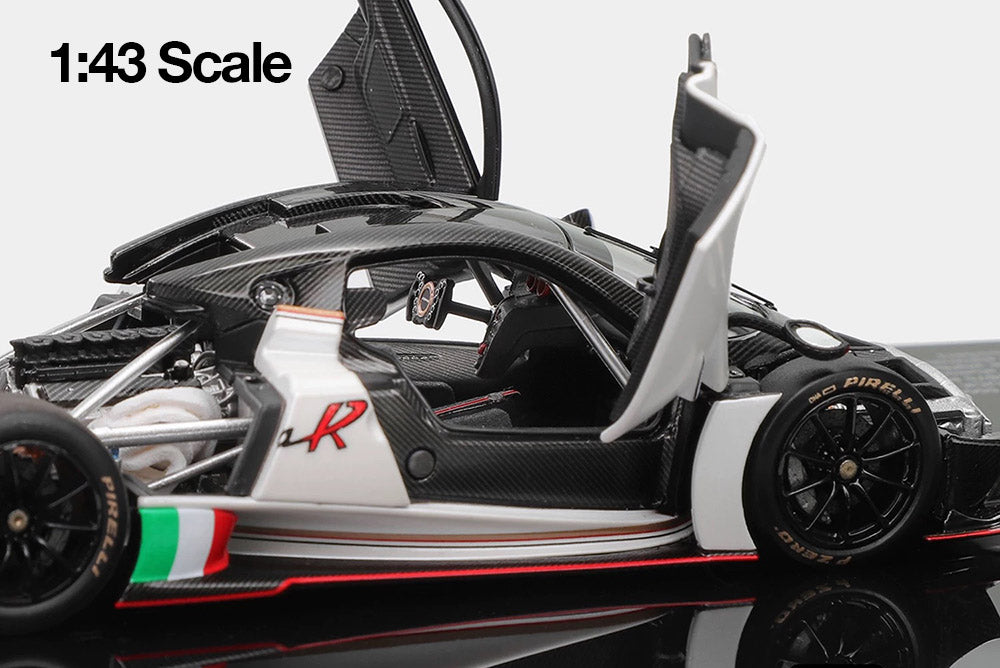 Pre Order 1/43 LCD Pagani Huayra-R White Green Diecast Full Open