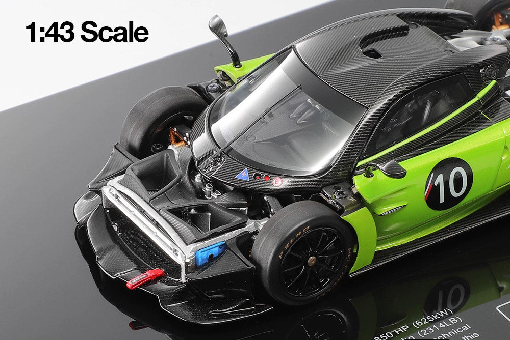 Pre Order 1/43 LCD Pagani Huayra-R White Green Diecast Full Open