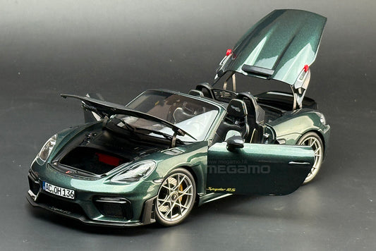 1/18 Norev Porsche 718 Spyder RS w/ Weissach Pack 2023 Forest Green White Diecast Full Openings