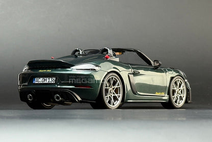 1/18 Norev Porsche 718 Spyder RS w/ Weissach Pack 2023 Forest Green White Diecast Full Openings