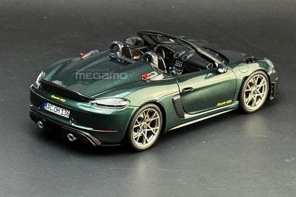 1/18 Norev Porsche 718 Spyder RS w/ Weissach Pack 2023 Forest Green White Diecast Full Openings