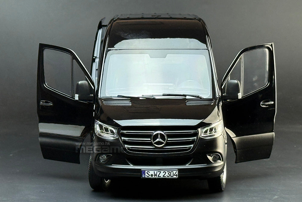 1/18 Norev Mercedes-Benz Sprinter 324 VAN 2018 Black Diecast 5 Openings