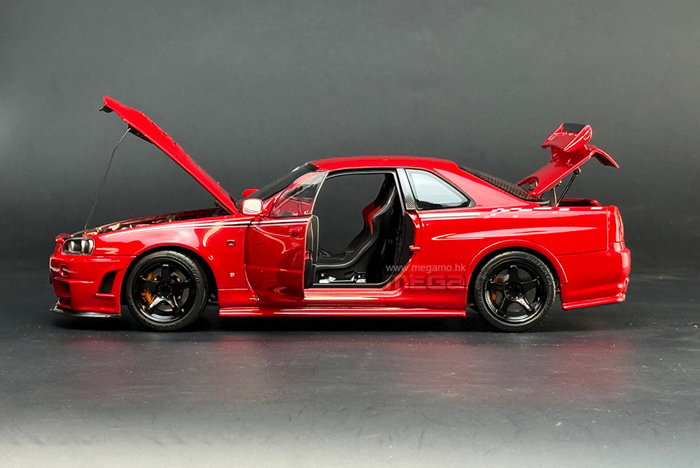 1/18 Motorhelix Nissan Skyline GT-R R34 Nismo CRS Red Diecast Full Open Ltd 499 Pcs