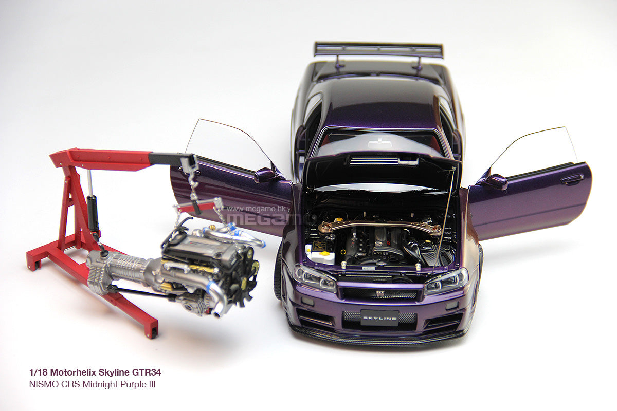 1/18 Motorhelix Nissan Skyline GT-R R34 Nismo CRS Midnight Purple Cham ...