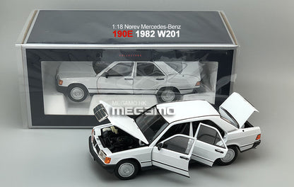 1:18 Norev Mercedes-Benz 1984 W201 190E C190 Black Silver White Diecast Full Open