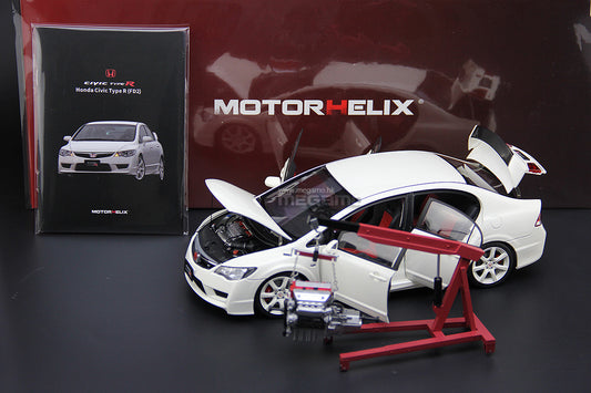 1/18 Motorhelix Honda Civic Type-R FD2 2007 Early Version White Silver Blue JDM Diecast Full Open