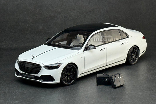 1/18 Almost Real Mercedes-Maybach S680 W223 Z223 Night Series Opalith White Matt 4 Wheels Turn Full Open Diecast Ltd 504 Pcs