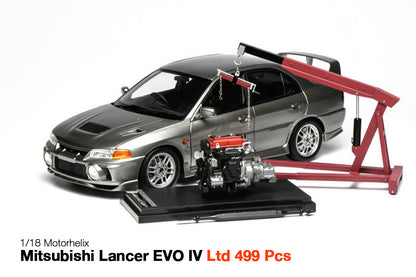 1/18 Motorhelix Mitsubishi Lancer EVO IV 4th White Red Blue Silver Yellow JDM Diecast Full Open