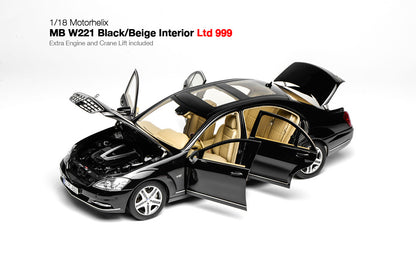 1/18 Motorhelix Mercedes-Benz W221 S600 AMG White Diecast Full Open Ltd 499 Pcs