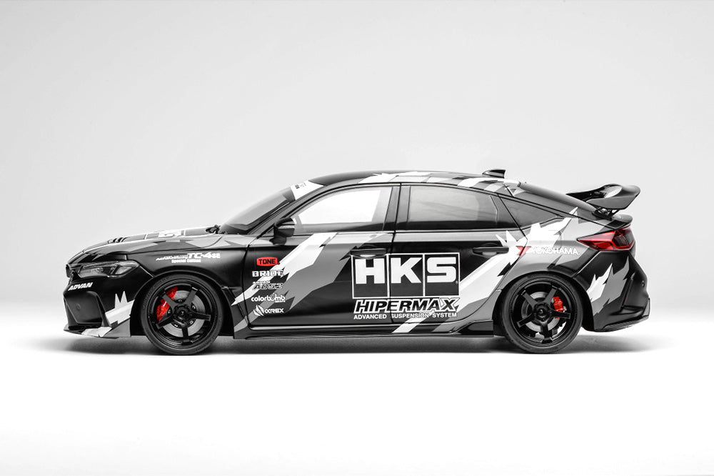 1/18 Motorhelix Honda Civic Type-R FL5 RHD HKS Livery White Matte Black JDM Full Open Diecast Model