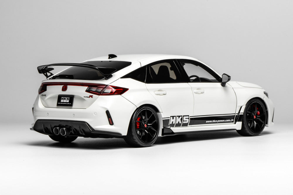 1/18 Motorhelix Honda Civic Type-R FL5 RHD HKS Livery White Matte Black JDM Full Open Diecast Model