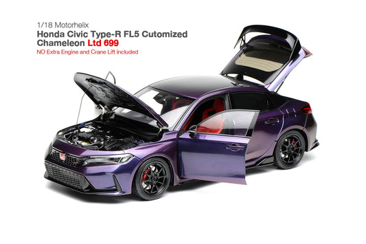 1/18 Motorhelix Honda Civic Type-R FL5 RHD Customized Chameloem Pearl Dark Green JDM Full Open Diecast Model