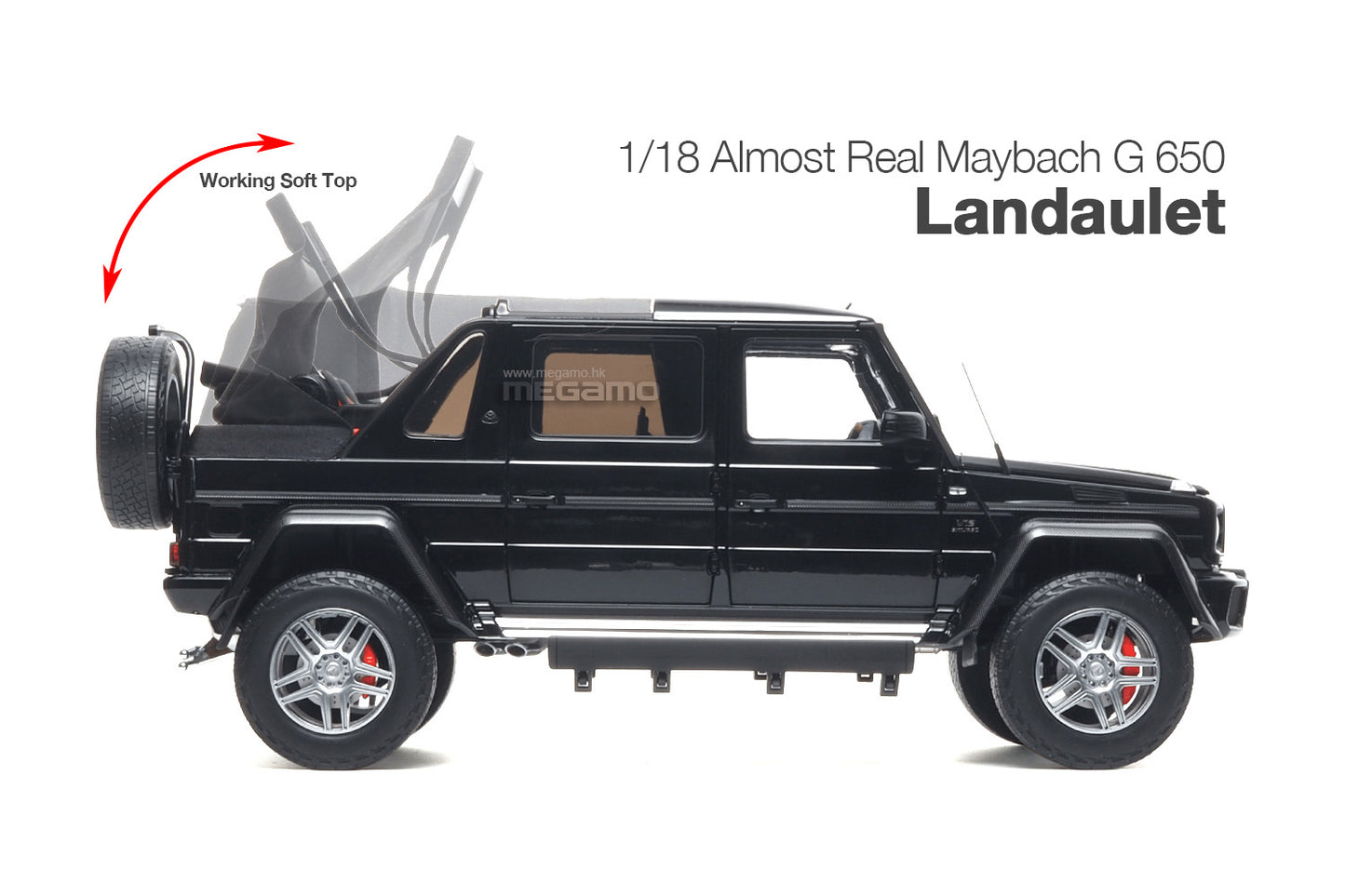 1/18 Almost Real Mercedes-Maybach G 650 Landaulet 2017 W463 Black Working Soft Top Diecast Full Open Model