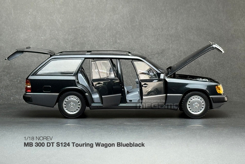 1/18 Norev Mercedes-Benz 300 DT S124 Touring Wagon 1990 Blueblack Full Open Diecast