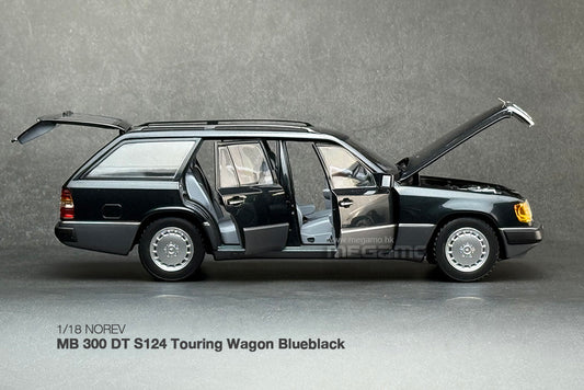 1/18 Norev Mercedes-Benz 300 DT S124 Touring Wagon 1990 Blueblack Full Open Diecast
