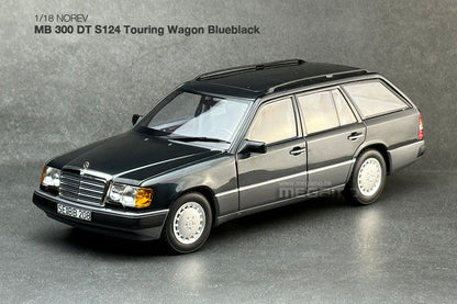 1/18 Norev Mercedes-Benz 300 DT S124 Touring Wagon 1990 Blueblack Full Open Diecast