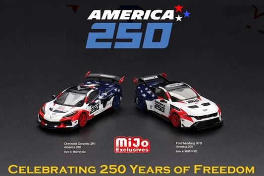 Pre Order 1/64 Mini GT 1301 American 250 Years Ford Mustang GTD Chevrolet Corvette ZR1