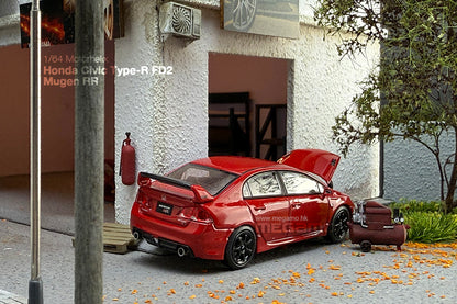 1/64 Motorhelix Honda Civic FD2 Mugen RR Red Openable Hood Diecast Model