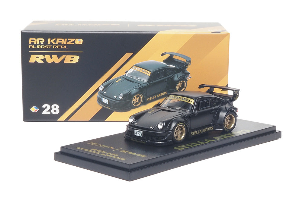 1/64 Almost Real AR KAIZO RWB 930 Stella Artois Matte Black Porsche 911 Diecast Openable