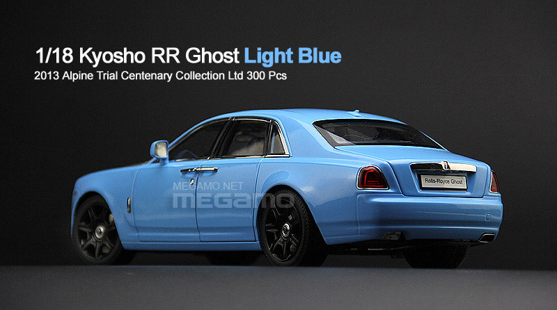 1/18 Kyosho Rolls Royce Ghost RR4 Light Blue 2013 Alpine Trial Centenary Collection Ltd 300 pcs,  Freeby Beverage Case + Bag