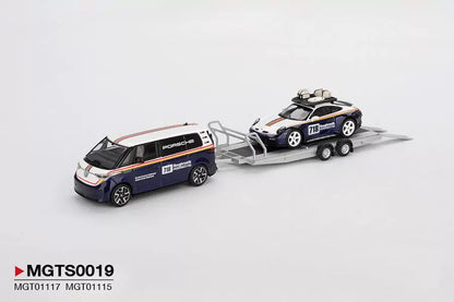 1/64 Mini GT S0019 Porsche 911 Dakar #718 VW ID. Buzz Trailer Set